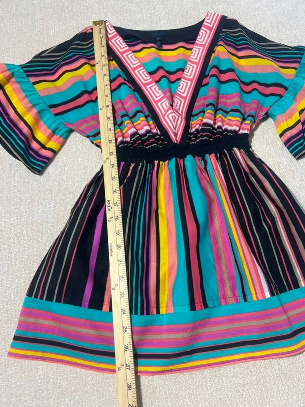 Escada Sport Multicolor Striped Cotton V-Neck Tunic Top EU 40 - Picture 3 of 7